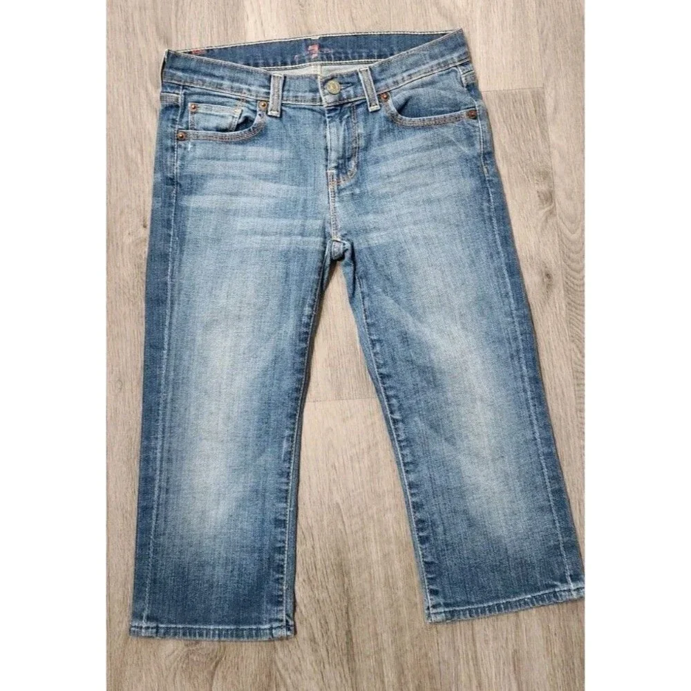7 For All Mankind Jeans Girl 12 Youth Crop Mid Rise Stretch Denim Y2K